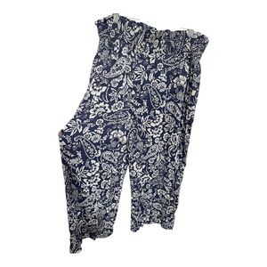 Anthropologie Maeve Blue and White Floral Palazzo Pants Size XL
